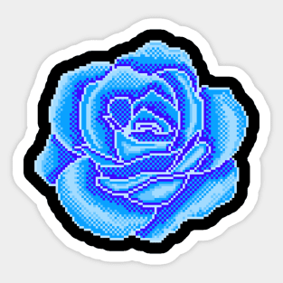 Pixel Blue Rose Sticker